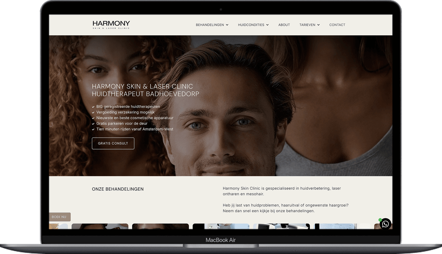Harmony Skin Clinic website